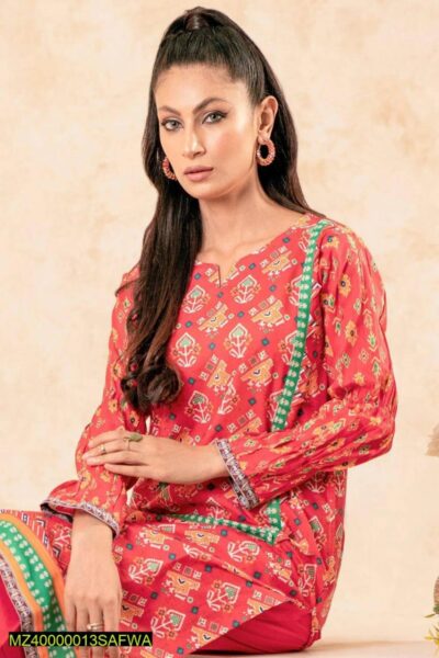 2 Pcs Safwa Women Lawn Printed Unstitched Suit S2P-42