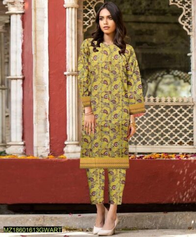 2 Pcs Women's Unstitched Khaddar Printed Suit