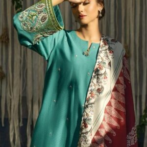 3 Pcs Women's Unstitched Lawn Embroidered Suit