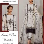 3 Pcs Women's Unstitched Lawn Embroidered Suit