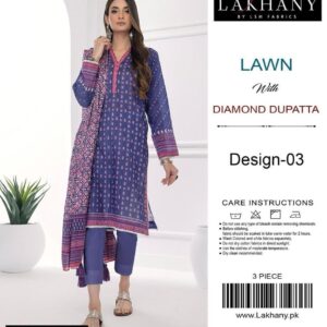 3 Pcs Women's Unstitched Lawn Printed Suit