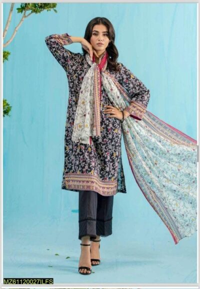 Elevate your style with our 3 Pcs Women's Unstitched Lawn Printed Suits.