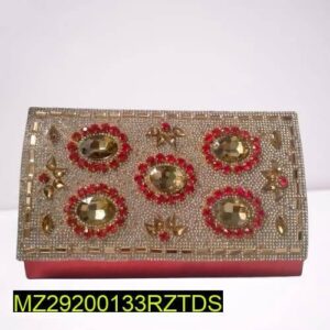 Fancy Red And Golden Clutch