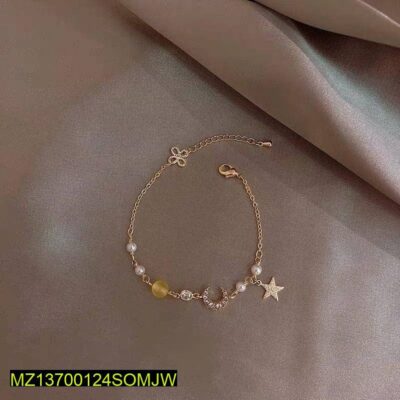 1 Pc Alloy Gold Plated Stylish Multi-Charm Bracelet