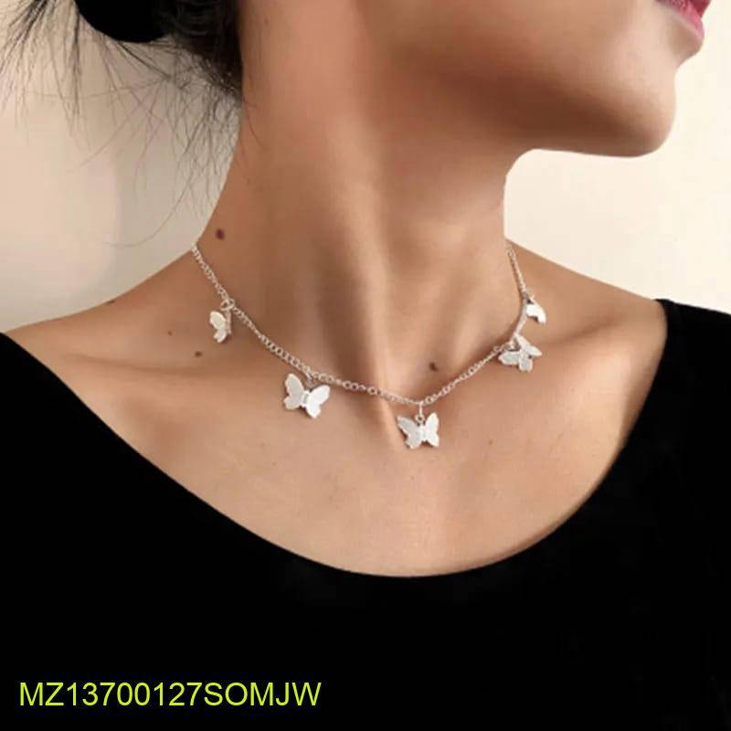 1 Pc Alloy Silver Plated Beautiful Butterfly Hanging Choker Pendant