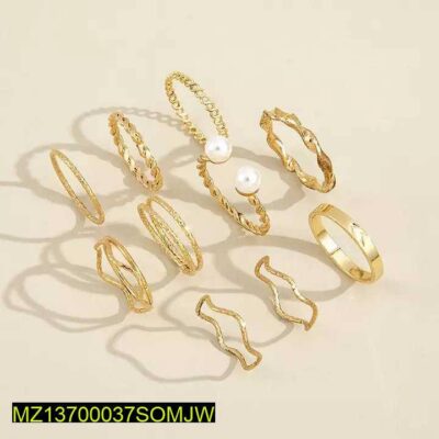 10 Pcs Trendy Golden Rings Set