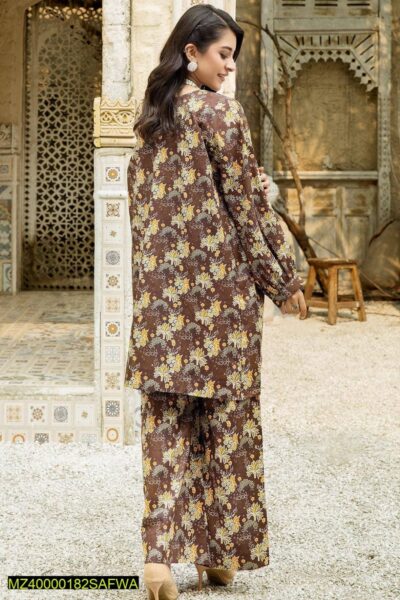 2 Pcs Safwa Women's Unstitched Cambric Printed Suit OR-45