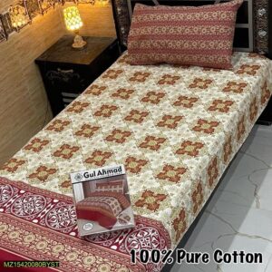 4 Pcs Cotton Printed Bedsheet For Single Bed