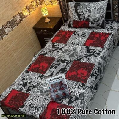 4 Pcs New Cotton Printed Single Bedsheet