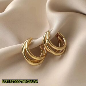 Pair Of Alloy Gold Plated Stylish Plain Hoops