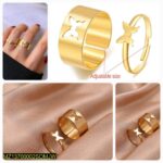 Pair Of Alloy Gold Plated Trendy Butterfly Design Ring Set, Pack Of 2