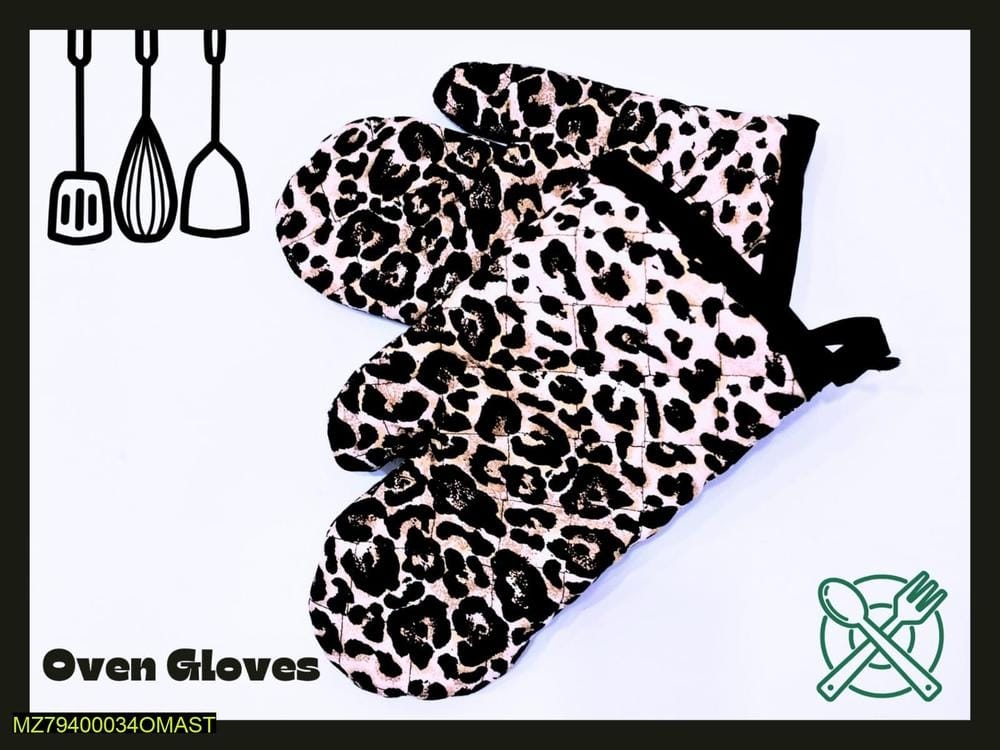 2 Pcs Quilted Cotton Printed Oven Mitts