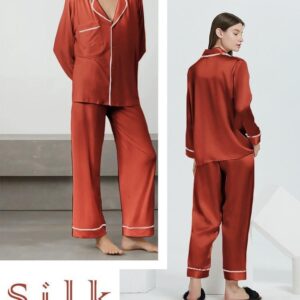 2 Pcs Women's Stitched Silk Plain Night Suit