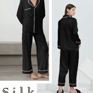 2 Pcs Women's Stitched Silk Plain Night Suit