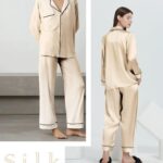 2 Pcs Women's Stitched Silk Plain Night Suit