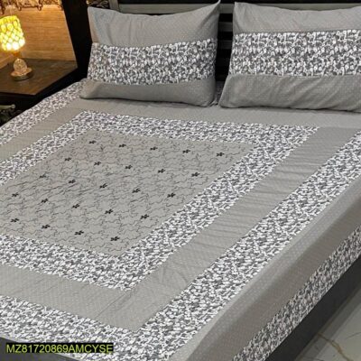 3 Pcs Cotton Sotton Patchwork Double Bedsheet