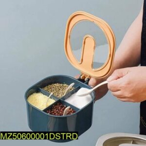 4 In 1 Partition Kitchen Seasoning Spice Box With Spoons