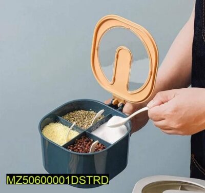 4 In 1 Partition Kitchen Seasoning Spice Box With Spoons