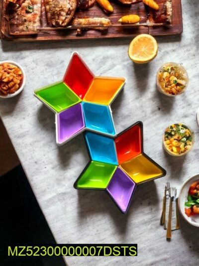 5 Cell Star Shaped Colorful Spice Rack Set with Lid