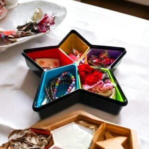 5 Cell Star Shaped Colorful Spice Rack Set with Lid