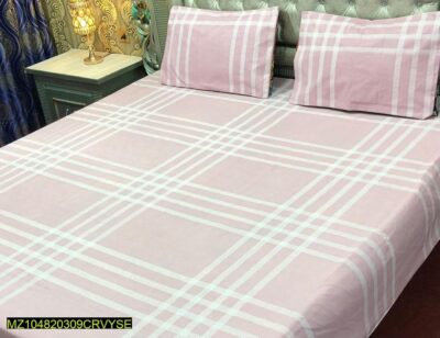 Discover the perfect blend of style and comfort with our 3 Pcs Cotton Printed Double Bedsheet in Pink and White. Transform your bedroom into a cozy retreat with our luxurious bedding sets.