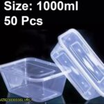 Disposable Food Storage Box Container 1000ml, Pack Of 50