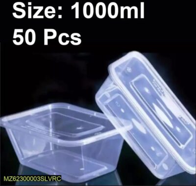 Disposable Food Storage Box Container 1000ml, Pack Of 50