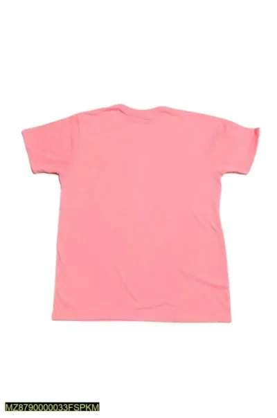 1 Pc Unisex Stitched Cotton Printed T-Shirt - Pink