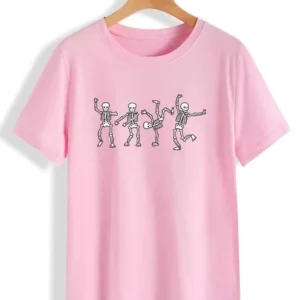 1 Pc Unisex Stitched Cotton Printed T-Shirt - Pink