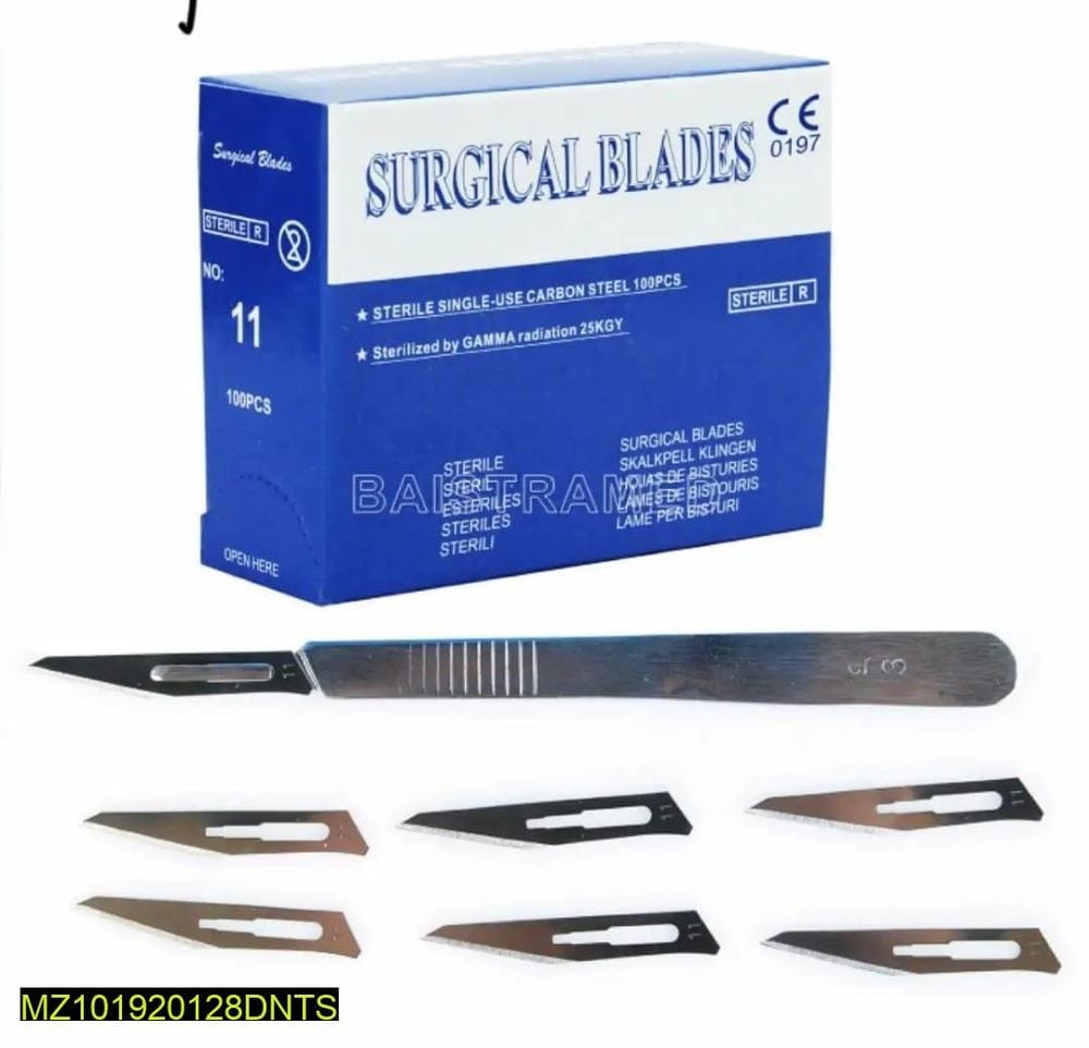 100 Pcs Surgical Blades with Scalpel