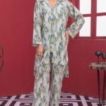 2 Pcs Women's Stitched Lawn Pret Printed Suit, Green