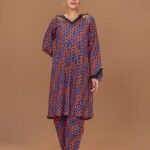 2 Pcs Women's Stitched Lawn Pret Printed Suit, Orange