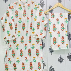 2 Pcs Women's Stitched Linen Block Printed Suit