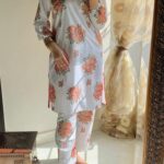 2 Pcs Women's Stitched Linen Printed Shirt And Trouser