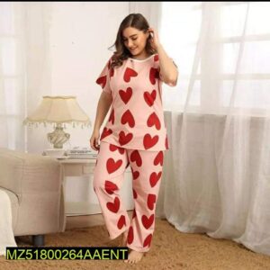 2 Pcs Women's Stitched Polyester Dry Fit Sleepwear