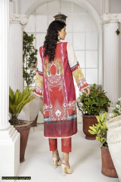 3 Pcs Safwa Women Lawn Embroidered Unstitched Suit SCE-02