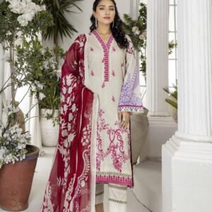 3 Pcs Safwa Women Lawn Embroidered Unstitched Suit SCE-06