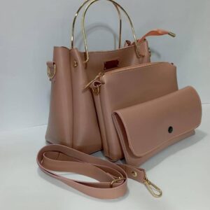 3 Pcs Women's Leather Plain Shoulder Bag