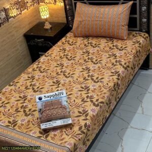 4 Pcs Cotton Salonica Printed Single Bedsheet