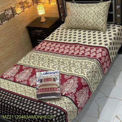 4 Pcs Cotton Salonica Printed Single Bedsheet