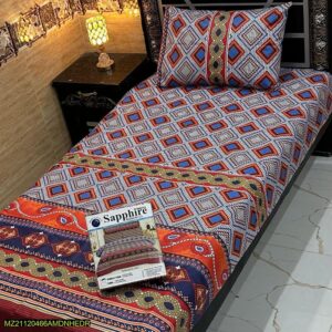 4 Pcs Cotton Salonica Printed Single Bedsheet