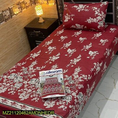 4 Pcs Cotton Salonica Printed Single Bedsheet