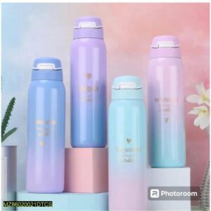 Gradient Color Stainless Steel Insulated Water Bottle With Straw 500mla