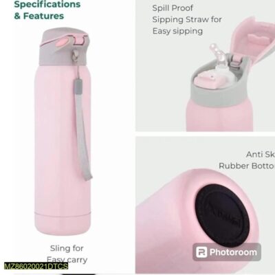 Gradient Color Stainless Steel Insulated Water Bottle With Straw 500mla