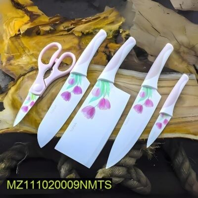 Imported 5 Pieces Klasique Flower Coated Knives Set