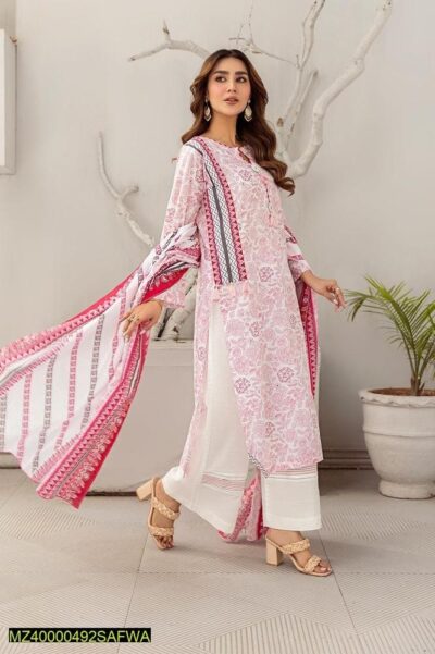 Safwa-Rsv-15-Rasberry Doria 3-Piece Printed Unstitched Lawn Suit