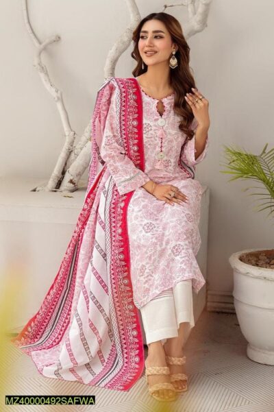 Safwa-Rsv-15-Rasberry Doria 3-Piece Printed Unstitched Lawn Suit