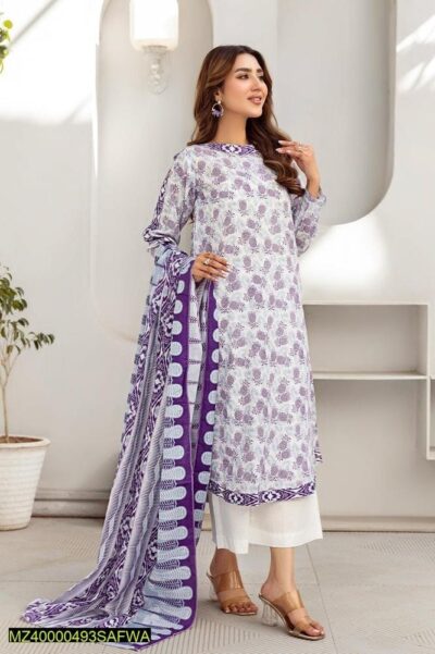 Safwa-Rsv-16-Rasberry Doria 3-Piece Printed Unstitched Lawn Suit