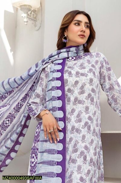 Safwa-Rsv-16-Rasberry Doria 3-Piece Printed Unstitched Lawn Suit