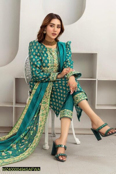 Safwa-Rsv-17-Rasberry Doria 3-Piece Printed Unstitched Lawn Suit